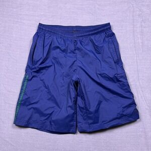 Adidas‎ Men's Large Blue Athletic Running Training Gym Shorts Green Stripe